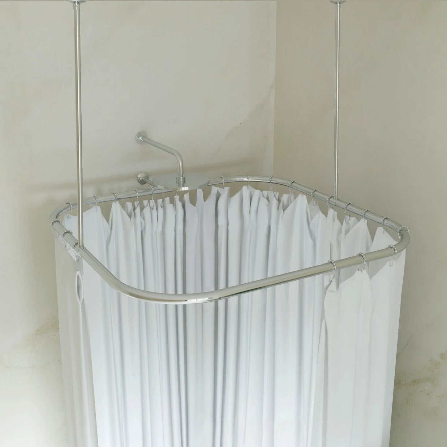 Naiture Hoop Square Shower Curtain Rod with Ceiling Support for Clawfoot Tub, 36" L X 36" W Never Rust Stainless Steel, Black Finish