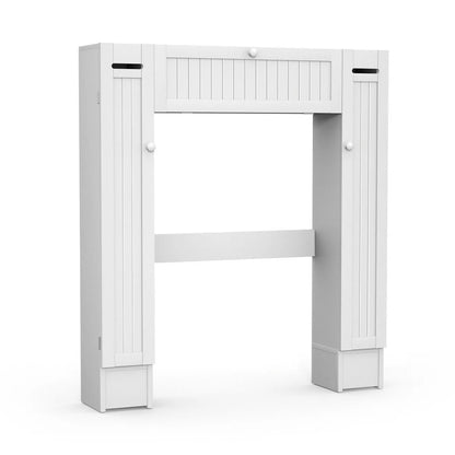 Costway Over the Toilet Storage Wooden Cabinet Drop Door Spacesaver Bathroom White