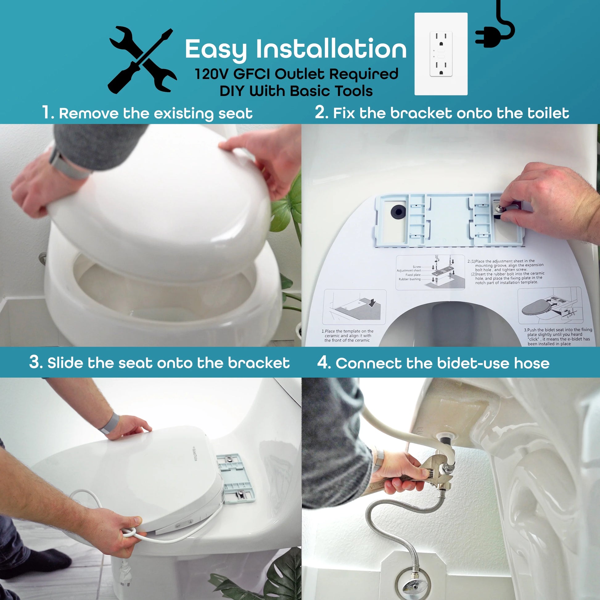 BidetMate 700 Series Electronic Smart Toilet Seat - White - Fits Elongated Toilets