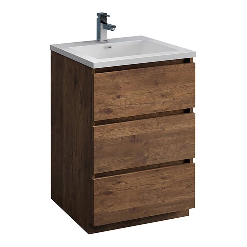 Fresca Lazzaro 24" Rosewood Free Standing Modern Bathroom Cabinet w/Integrated Sink