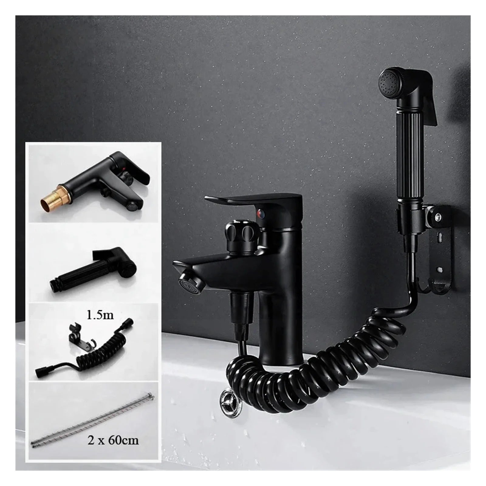 Bathroom Basin 2 In 1 Faucet, Brass Handheld Toilet Bidet Faucets, Sprayer Cold And Hot Water Mixer Bathtub Tap With Shower Set ,Made to Last