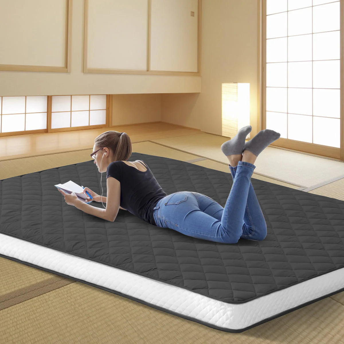 SLSY Futon Mattress, Extra Thick Padded Japanese Floor Mattress Quilted Bed Mattress Topper, Folding Floor Lounger Sleeping Pad Guest Bed