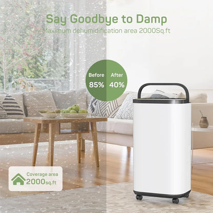 Dehumidifier with Drain Hose for Auto or Manual Drainage, 2000 Sq.Ft Energy Star Dehumidifiers for Basement Home Bedroom Large Room Bathroom, 30 Pints Dehumidification Capacity