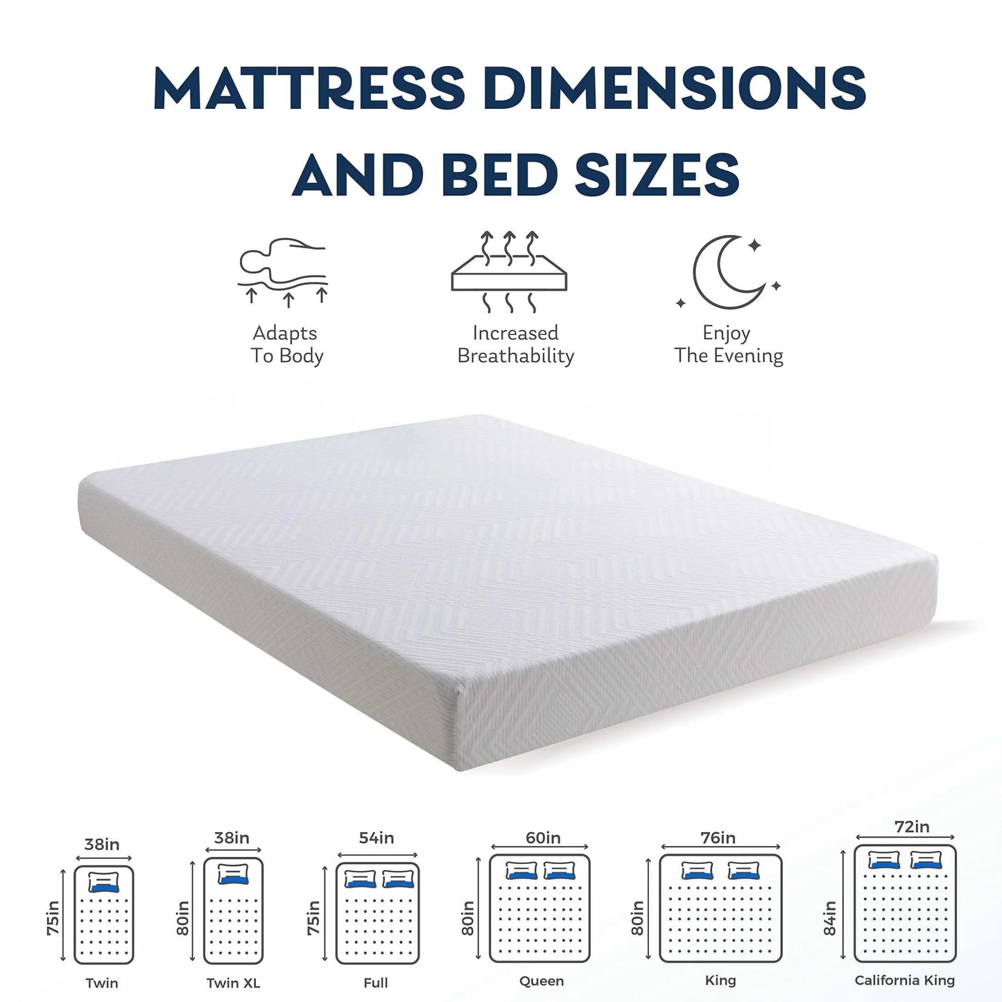 MLILY Ego White 6 inch Full Size Mattress, Memory Foam Mattress in a Box, Medium Firm