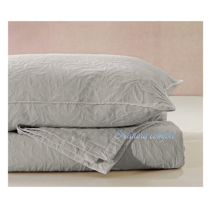 Matelasse Blanket Coverlet, Foliage Pattern, King, Light Grey