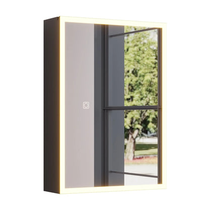 Ktaxon 20"x28", LED Bathroom Medicine Cabinet with Mirror Lighted, Wall Mounted Storage Cabinet w/Dimmable, Memory function, Outlets & USB, Black