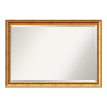 Townhouse Gold Beveled Wood Bathroom Wall Mirror