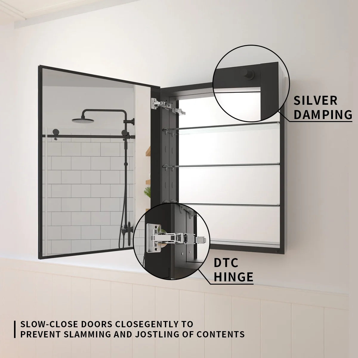23 in. x 30 in. Frameless Recessed or Surface-Mount Beveled Single Mirror Bathroom Medicine Cabinet
