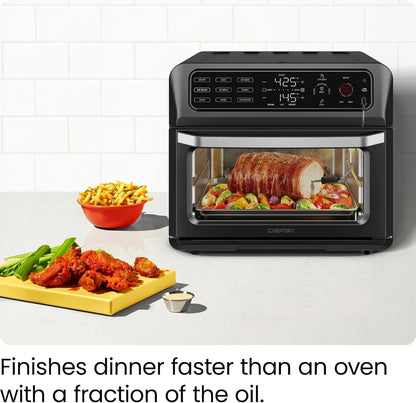 Chefman 12-in-1 Air Fryer Oven Combo w/Probe Thermometer, 20 Qt Capacity - Black Stainless Steel, New