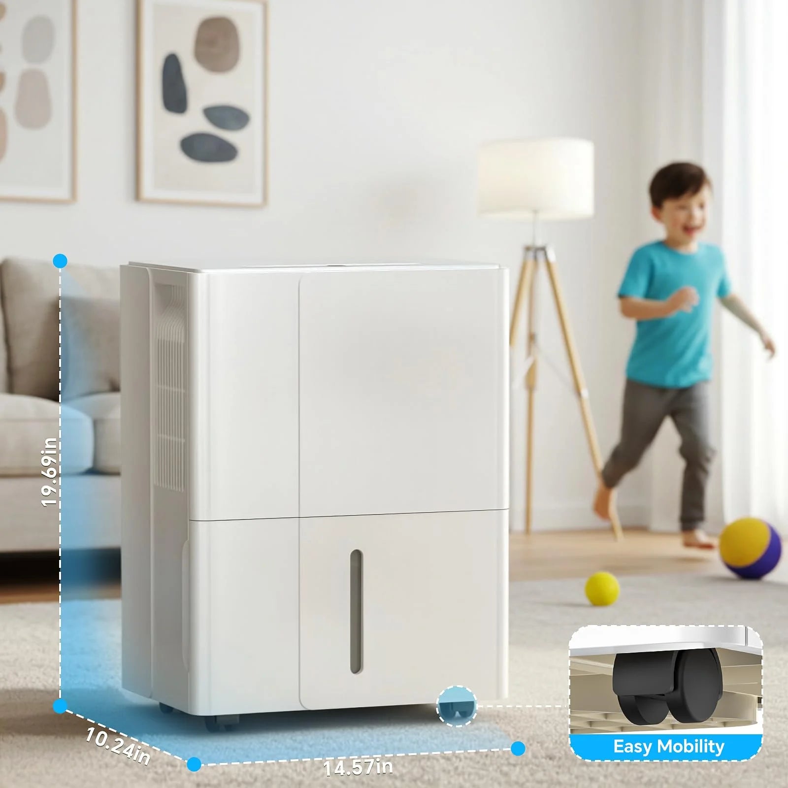 KISSAIR 22-Pint Dehumidifier, 3000 Sq. Ft Coverage Area Home Dehumidifier with Timer Continuous & Dry Mode, 4.8L Water Tank, Dehumidifier for Basement/Bathroom
