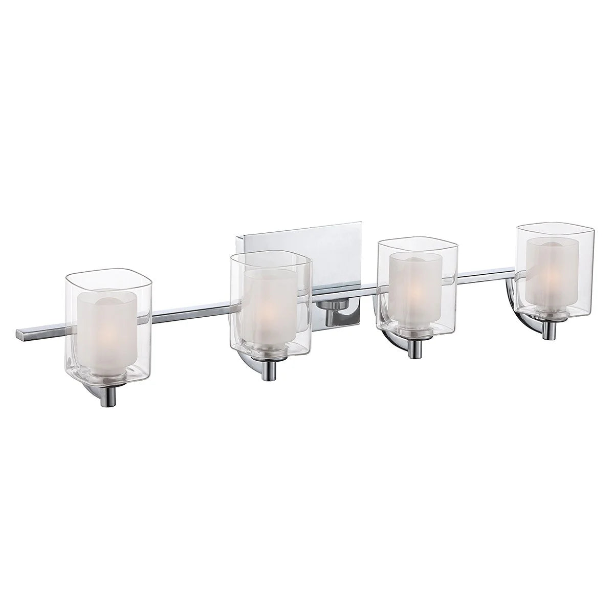 Urban Ambiance Luxury Modern Bathroom Vanity Light, Large Size: 6"H x 29"W, with Posh Style Elements, Polished Chrome Finish and Sand Blasted Inner Glass, Clear Outer Glass, UQL2404