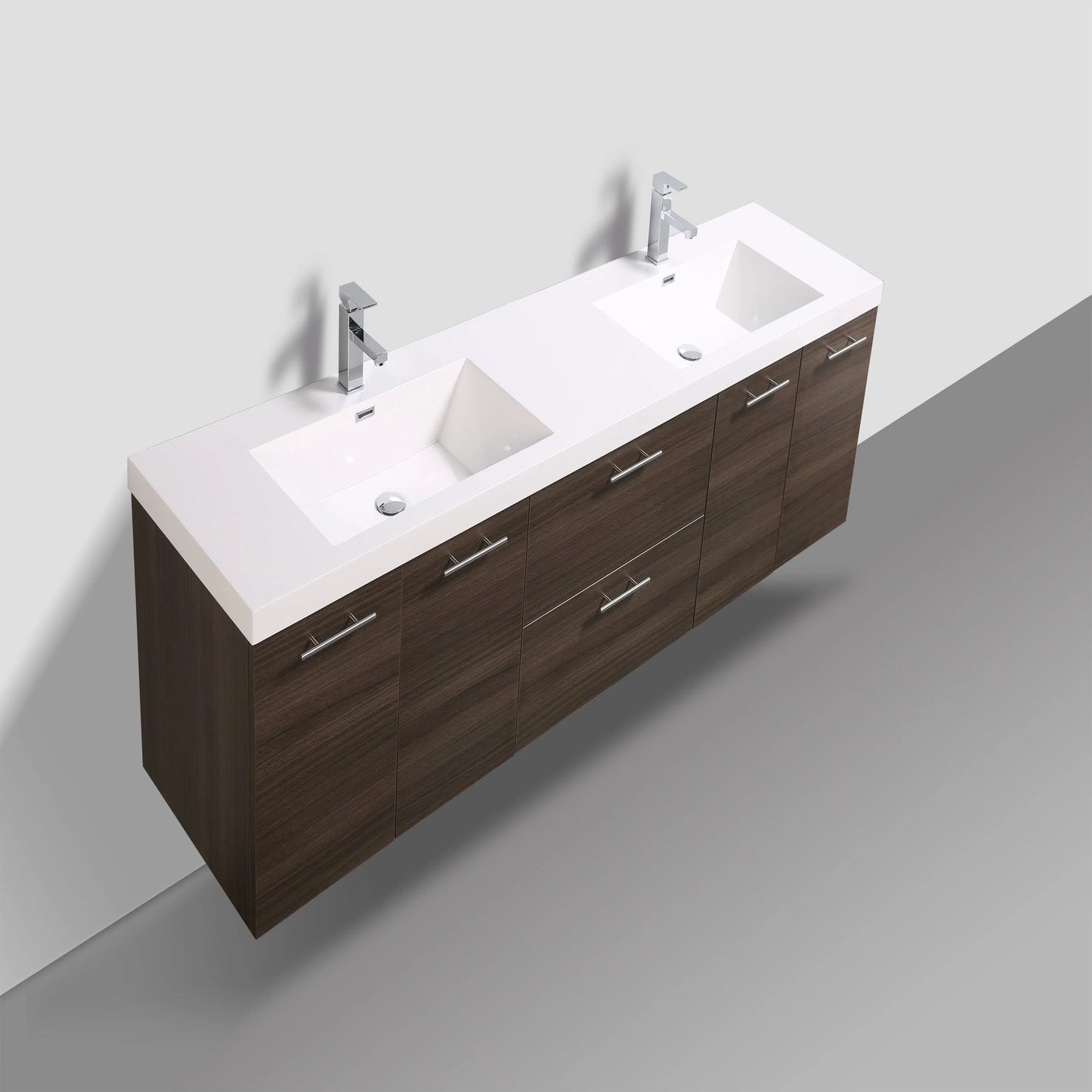 Eviva Luxury 84 inch Rosewood Bathroom Vanity with Integrated Acrylic Sinks