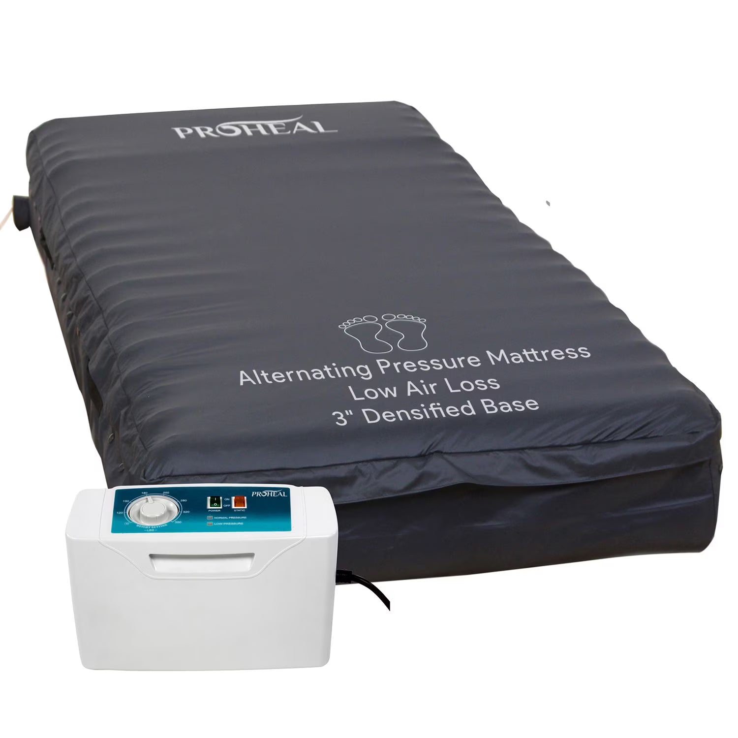 Proheal Low Air Loss Alternating Pressure Air Mattress with 3" Foam Base & Silent Pump - Stages I-III - 36° x 80° x 8°
