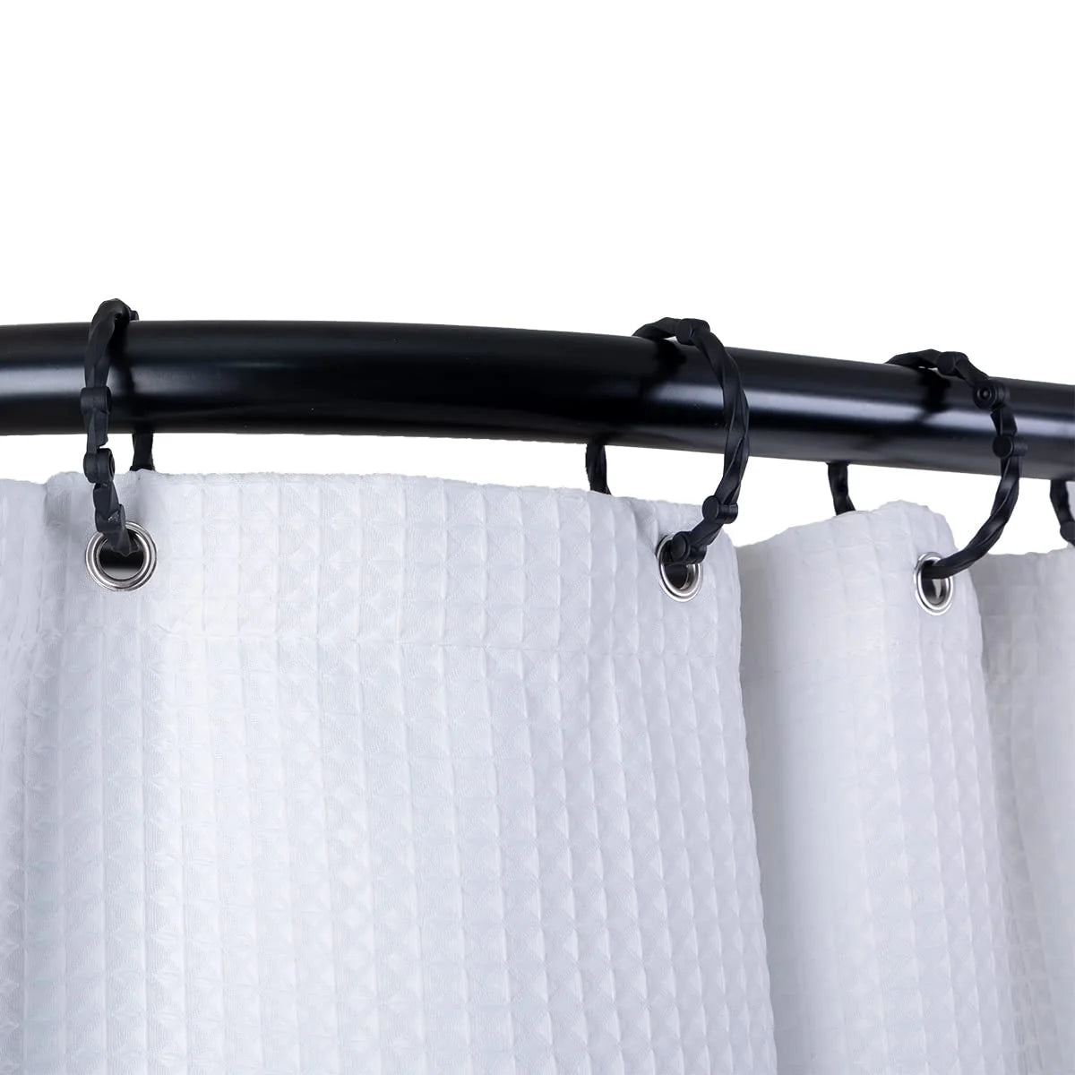 Utopia Alley Rustproof Wall Mounted Aluminum D-shape Shower Curtain Rods With Ceiling Support for Freestanding Tubs, 60 Inch Large Size by 25 Inch, Matt Black + White Shower curtain 180x70 inch