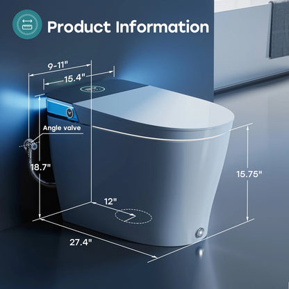 HOROW T38 Bidet SmartToilet with Built-in Water Tank,adjustable heated seat Mood Light 12'' Rough In
