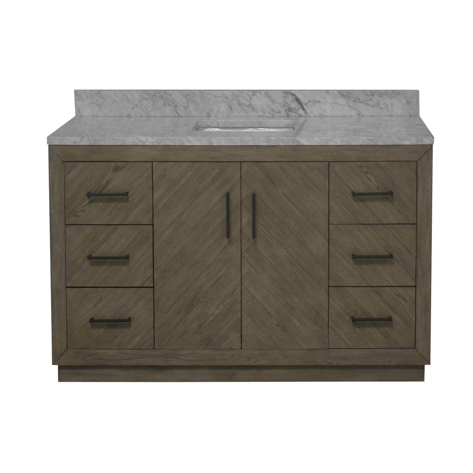 Peyton 60" Single Bathroom Vanity with Gray Oak Cabinet and Carrara Marble Top