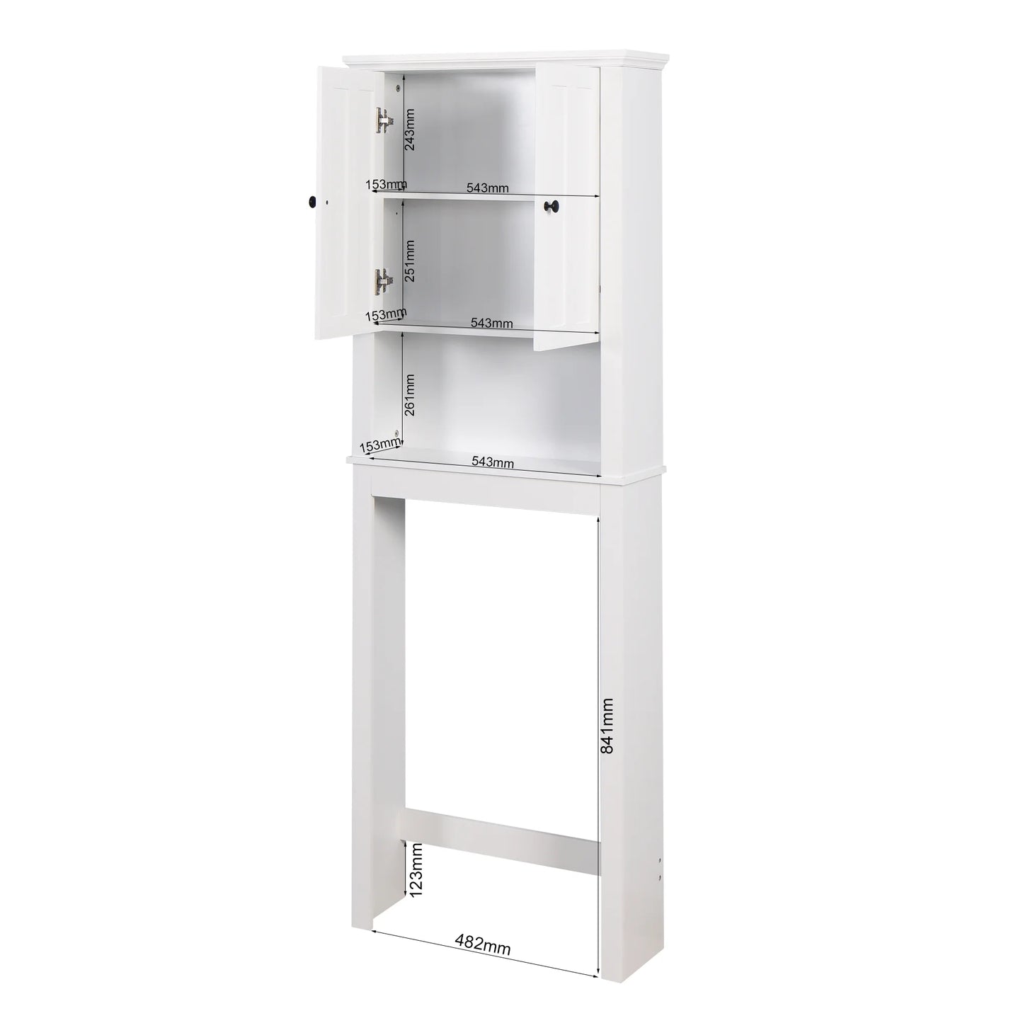 Ktaxon 67"H Over The Toilet Storage, Bathroom Space Saver, Bathroom Cabinet with Double Door & Adjustable Shelves, White