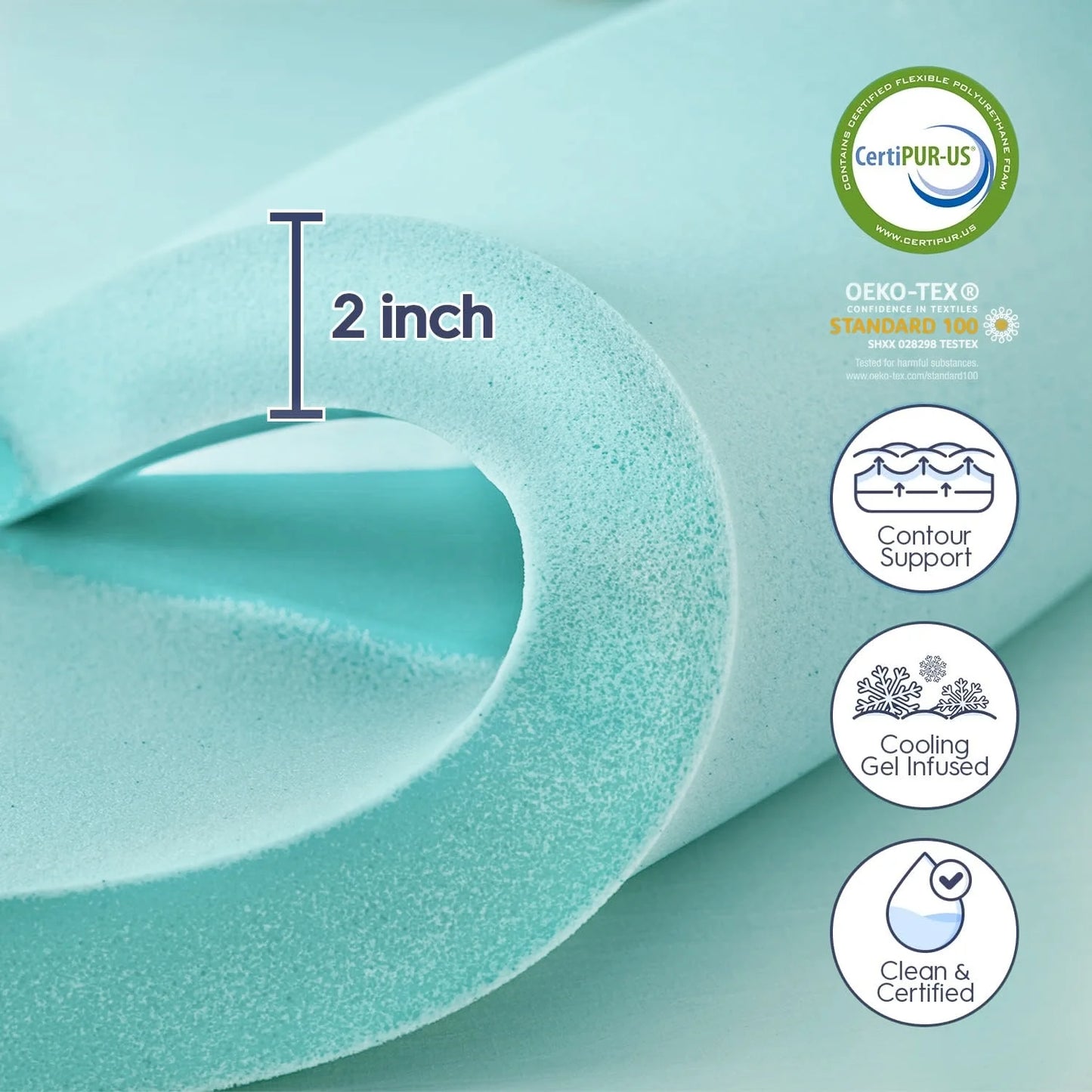 EMONIA 4 Inch Dual Layer Memory Foam Mattress Topper Queen, 2 Inch Cooling Gel Memory Foam Plus 2 Inch 100% 400TC Soft Extra Thick Mattress Pad Pillow Top Cover with 8-21" Deep Pocket for Back Pain
