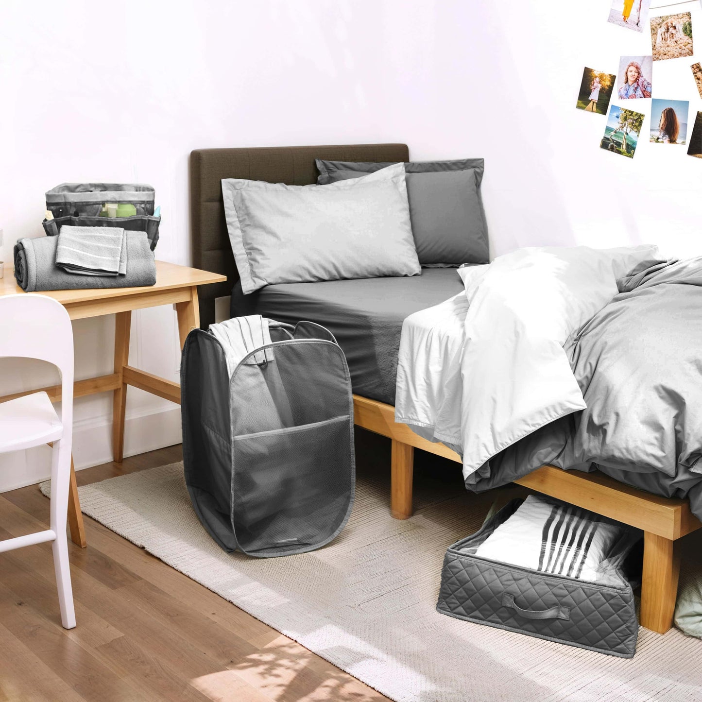 Ravure College Dorm Room Essentials Complete Set, Twin XL Comforter Set, Dorm Bedding, Twin Xl Bed In a Bag Comforter Set with All Dorm Accessories and Bedding, Grey