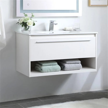 Elegant Kitchen and Bath 36 Inch Single Bathroom Floating Vanity In White