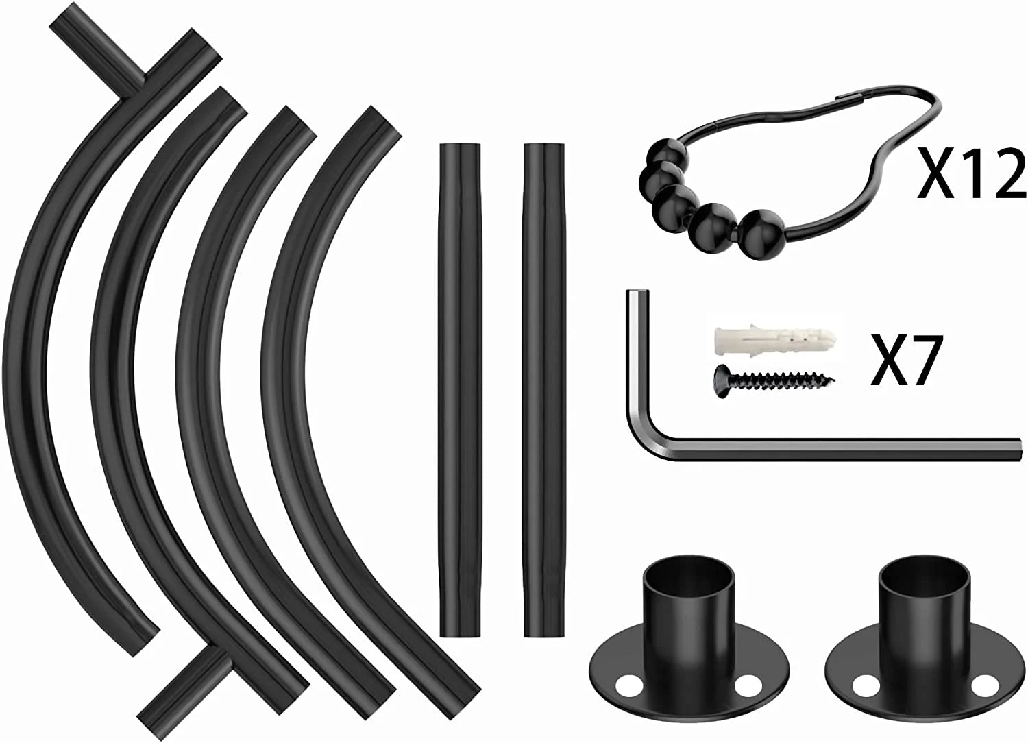 Aluminum Alloy Oval Shower Curtain Rod Hoop Square Shape Bathroom Rod for Clawfoot Tub Free Standing Tubs (Black)