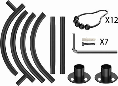 Aluminum Alloy Oval Shower Curtain Rod Hoop Square Shape Bathroom Rod for Clawfoot Tub Free Standing Tubs (Black)