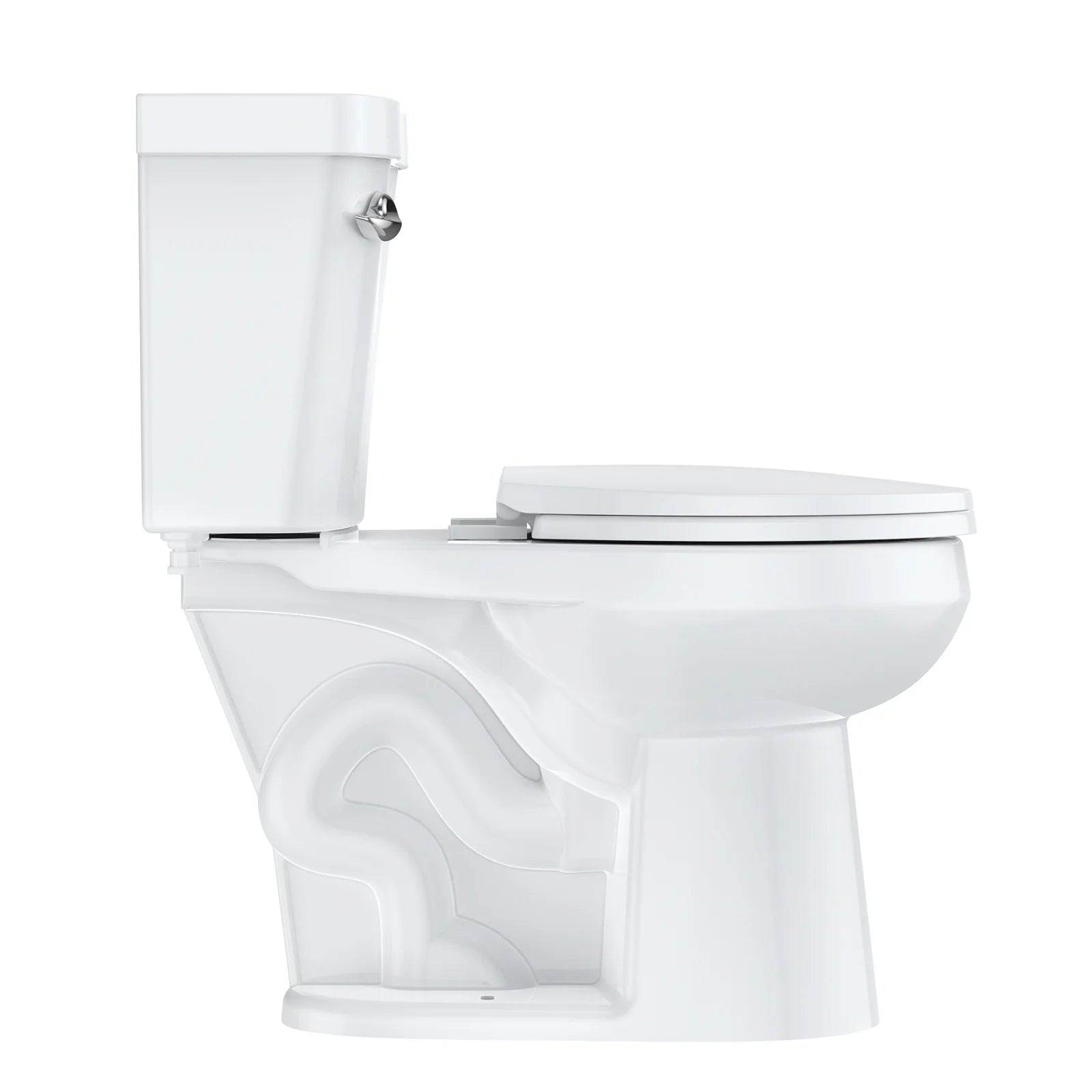 17" Toilet, Round Toilets for Bathrooms, Two-Piece Toilet with Soft Close Seat, 1.28 Siphonic Flush Toilet with Universal Height Cotton White