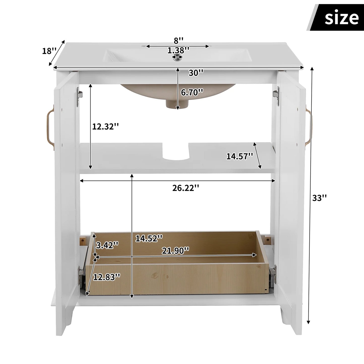 Harper & Bright Designs 30" Bathroom Vanity with Sink, Bathroom Storage Cabinet with Drawers, Single Sink Bathroom Vanity, Green