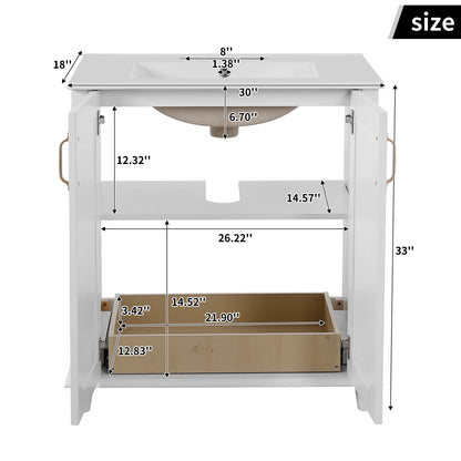Harper & Bright Designs 30" Bathroom Vanity with Sink, Bathroom Storage Cabinet with Drawers, Single Sink Bathroom Vanity, Green