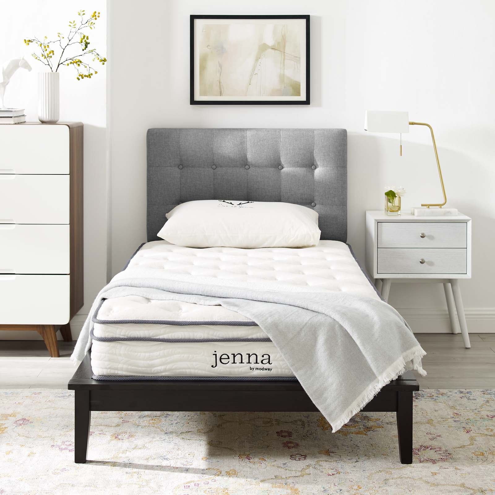 Modway Jenna 8" Innerspring and Foam Twin Mattress in White