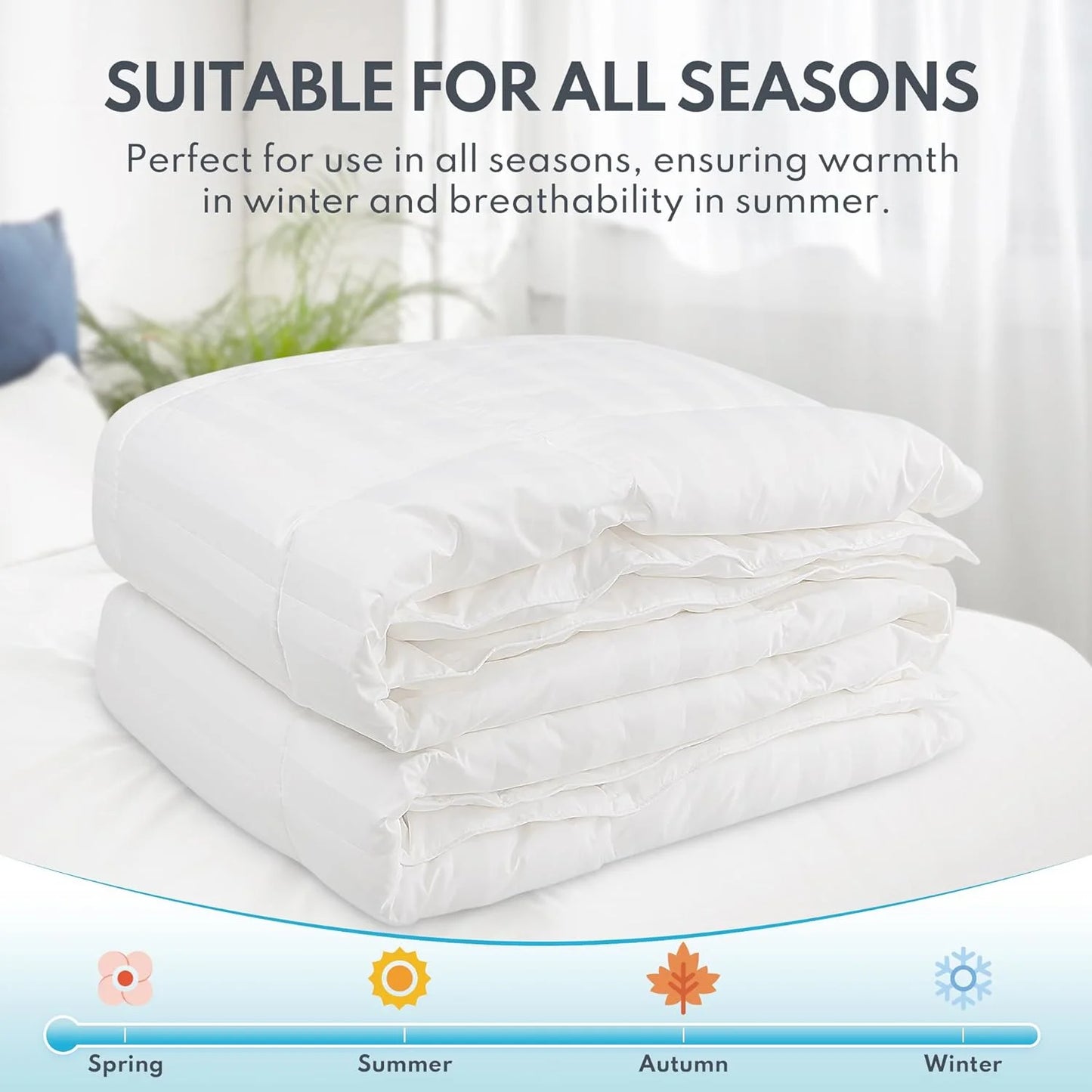 Down Feather Comforter King Size - High Fill Power All Season Duvet Insert, Luxurious Hotel Medium Warmth Bedding Comforter (106”x90°?