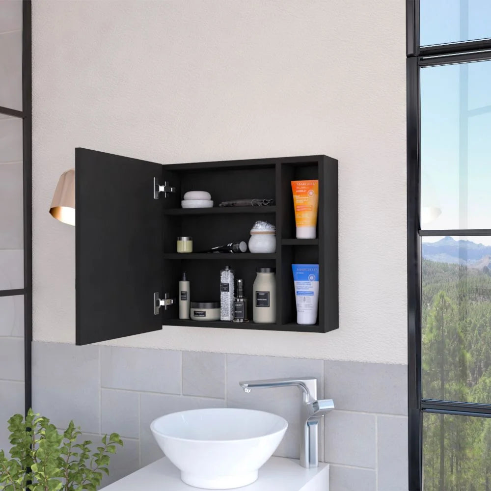 Carrizo Medicine Cabinet In Melamine with One Door,White,White Melamine Bath Faucets Bathroom Storage