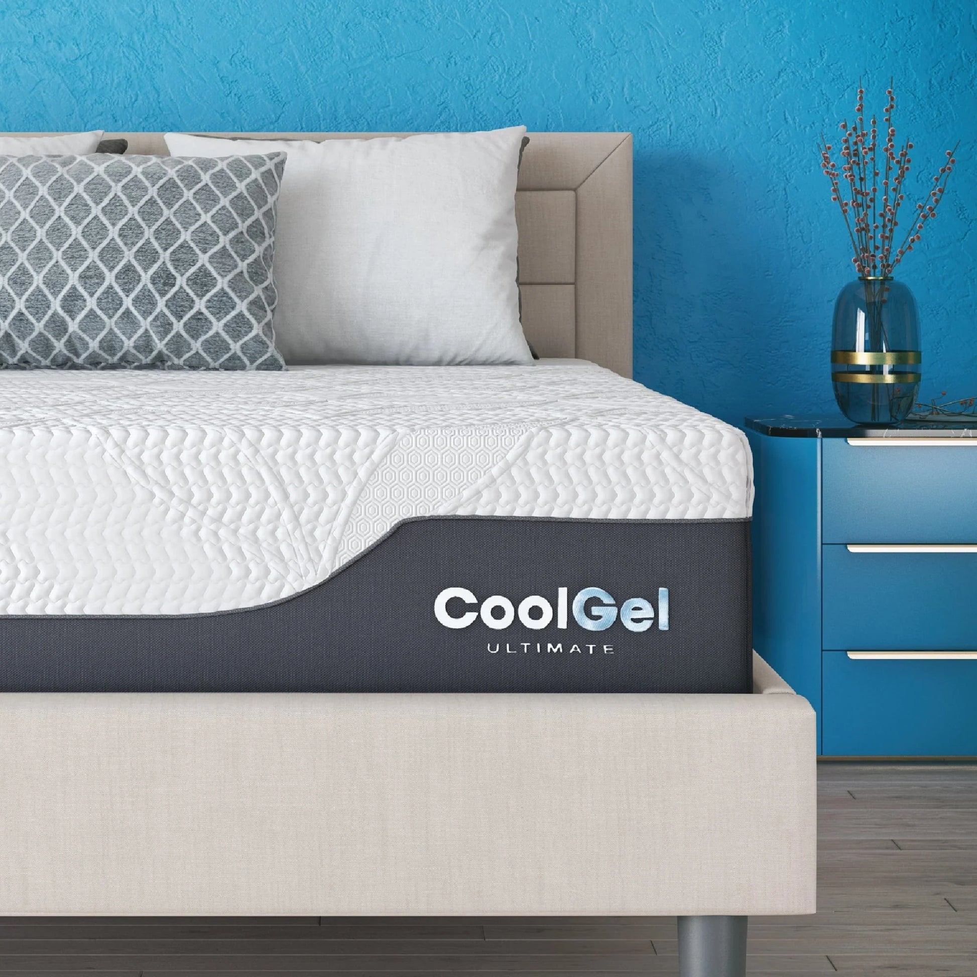 Cool Gel 14" Gel Memory Foam Mattress with 2 Bonus Pillows, Queen