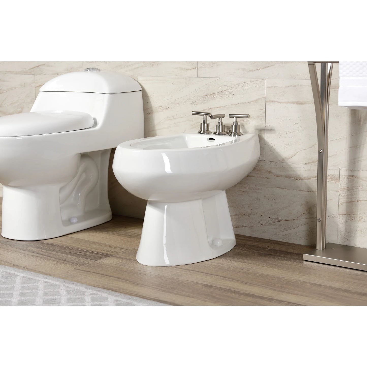 Kingston Brass KB6327CML Manhattan Three-Handle Bidet Faucet with Brass Pop-Up, Brushed Brass