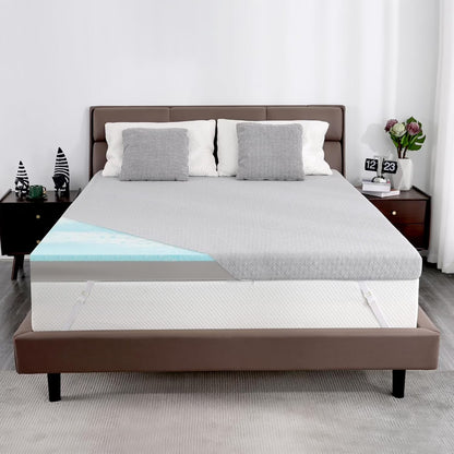 Extra Firm Mattress Topper Queen Size, 4 Inch Reversible Firm Memory Foam Bed Topper for Pain Relief, High-Density Mattress Pad with Removable Cover, CertiPUR-US Certified, No Smell
