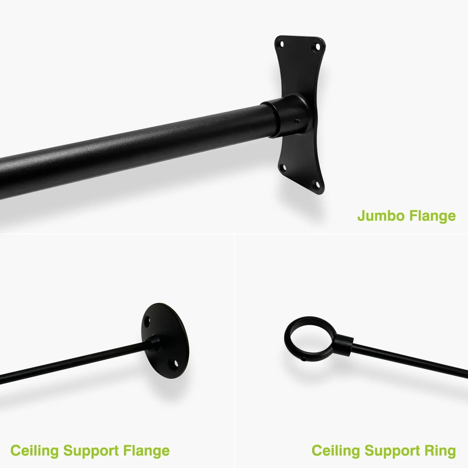 Naiture Stainless Steel 72'' x 48'' Corner Shower Curtain Rod with Ceiling Support, Black Finish
