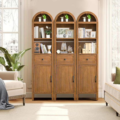 Oubayajia 64" Tall Bathroom Storage Cabinet, Narrow Tall Arched Linen Standing Tower Cabinet, Kitchen Cupboard with Adjustable Shelf and Drawer