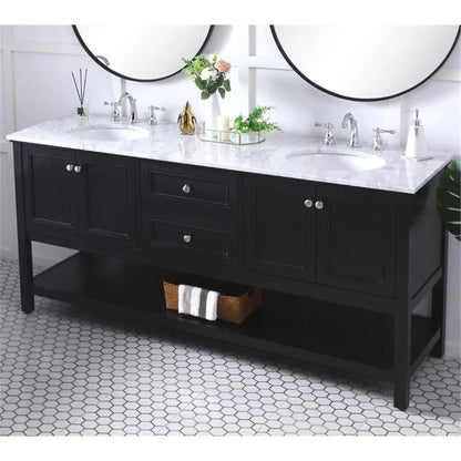 Elegant Kitchen and Bath 72 in. double sink bathroom vanity set in Black