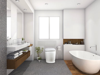 Euroto Smart Electric Bidet and Toilet, Auto Open and Close Lid Heated Oval Seat, One Piece, White