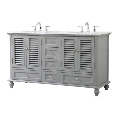 Elegant Kitchen and Bath 60 inch Double Bathroom Vanity in Antique White