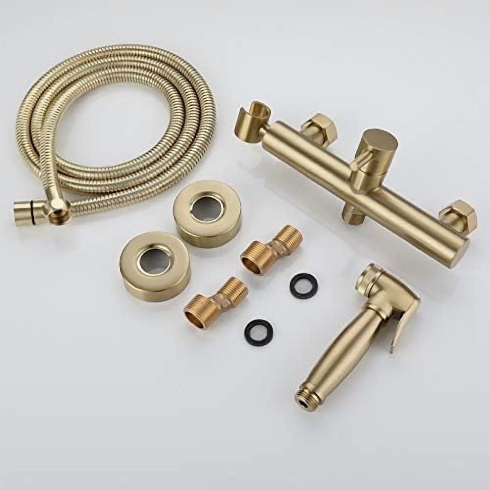 Bidet Faucet Shattaf, Brushed Solid Brass Toilet Bidet Sprayer Set, Hot and Cold Hygienic Bidet Tap,15cm Hole Distance