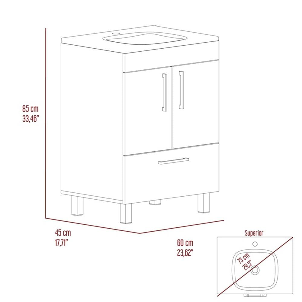 FM FURNITURE Otello Engineered Wood Single Bathroom Vanity in Black