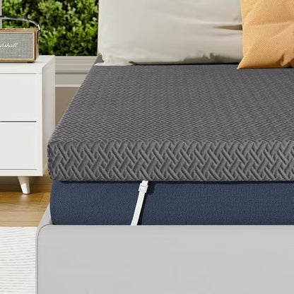 Memory Foam Mattress Topper King Size, 3 Inch Gel Infused Cooling Mattress Pad with Breathable Bamboo Cover, Pressure Relief & Machine Washable Bed Topper 76"x80" Gray