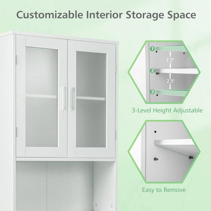 Costway Wooden Over The Toilet Storage Cabinet Spacesaver Organizer Bathroom Tower Rack
