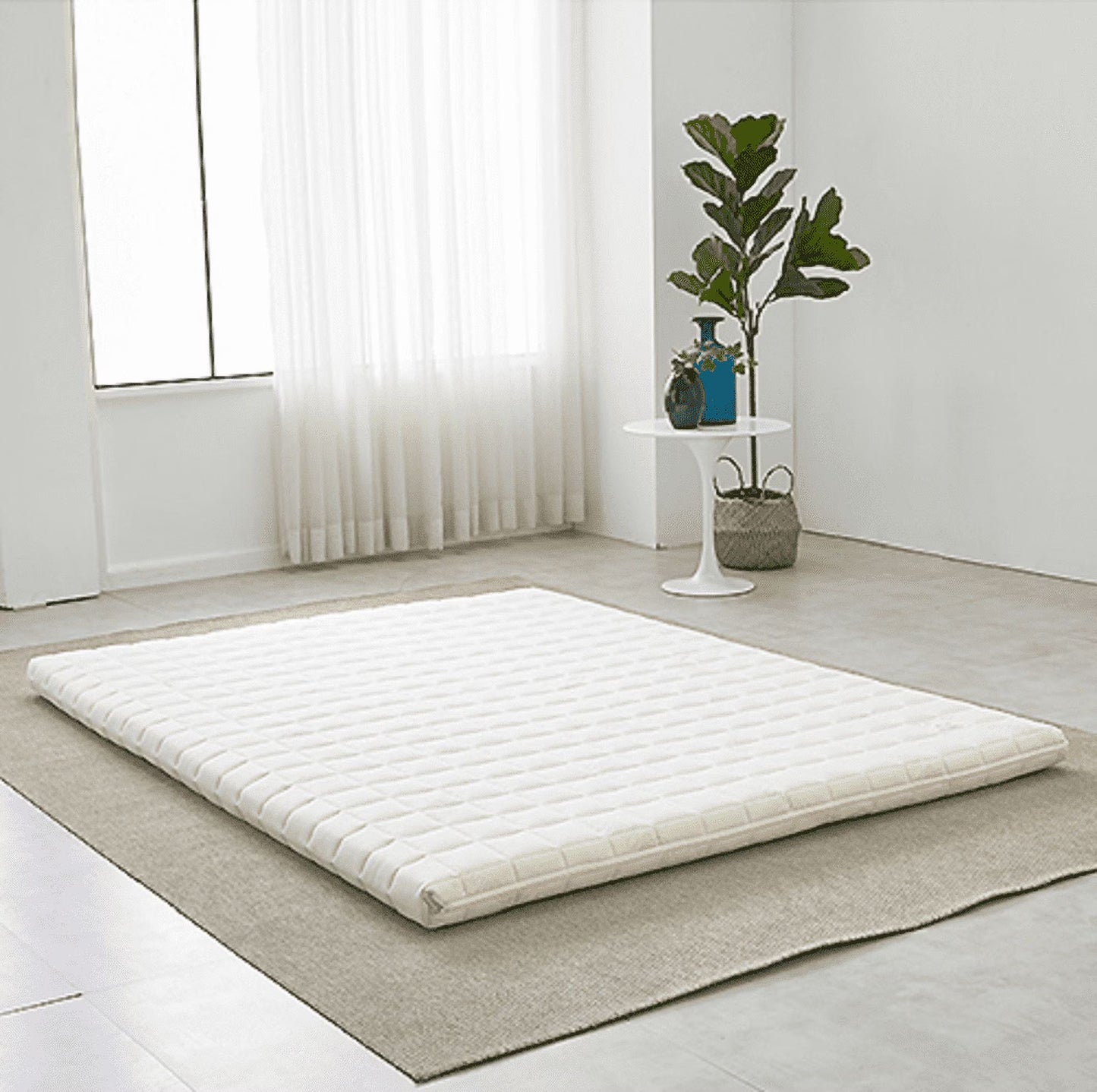 Palmpring Organic Mattress 3 Inch Mattress Topper Pillow Topper - Organic Coconut Coir Cotton Wool 3 Inch Pad Pillowtop Firm Bed Comfort Sleep Body Support(KING)