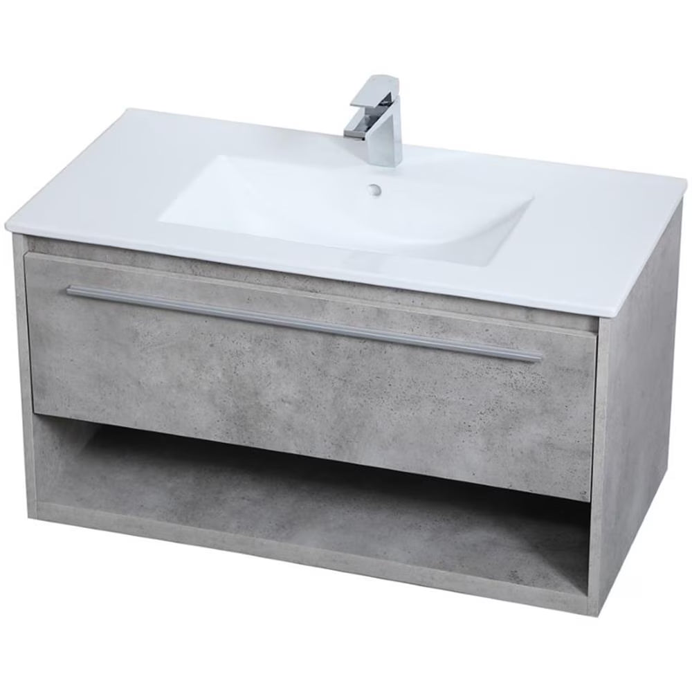Elegant Kitchen and Bath 36 Inch Single Bathroom Floating Vanity In White