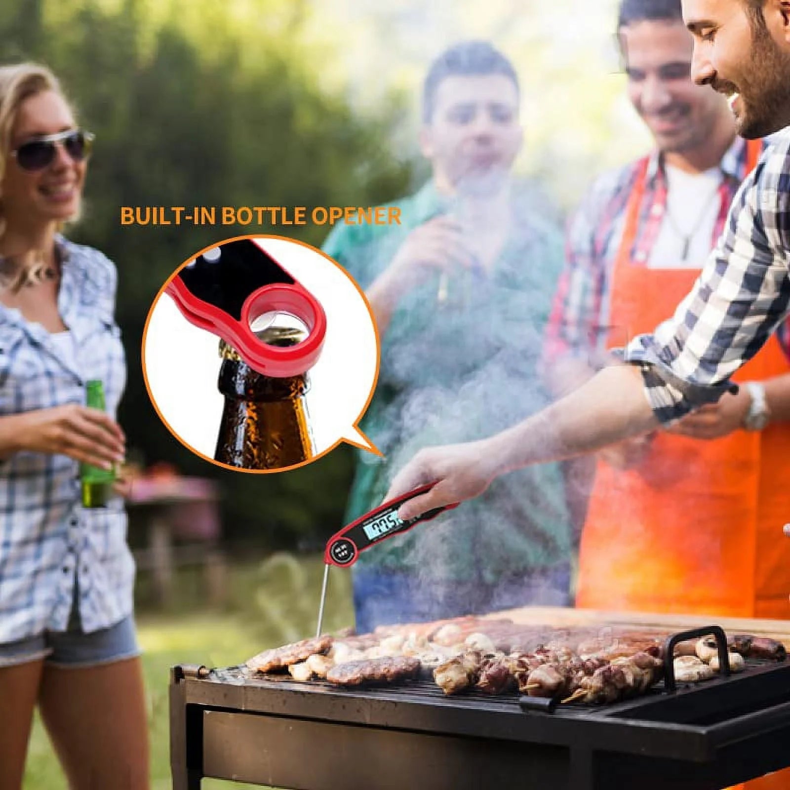 delpattern Digital Meat Thermometer with Probe, Instant Read Food Thermometer for Baking, Liquids, Candy,Grill Accessories - Grill Thermometer