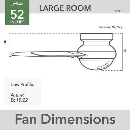 Hunter - Mill Valley Indoor/Outdoor Low Profile Ceiling Fan With Light, 52-inch, Barn Red, Rustic-style, 3-speed WhisperWind Motor, 59312, for Porches, Bathrooms