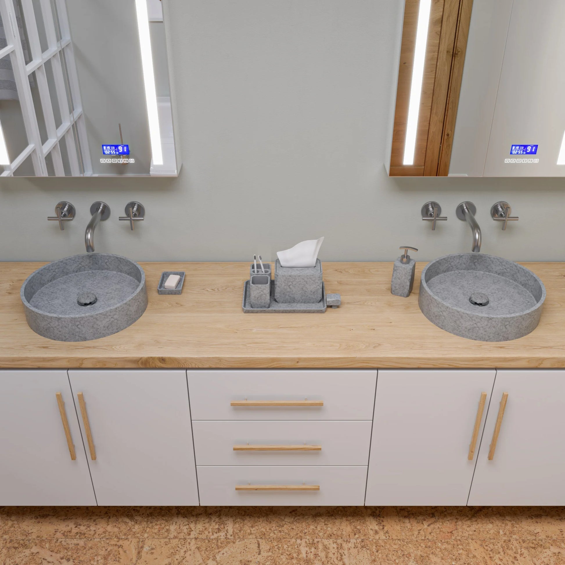 ALFI brand ABCO1023 7 Piece Solid Concrete Gray Matte Bathroom Accessory Set