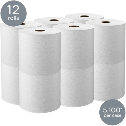 Scott Hard Roll Towels 8" x 425 ft - White - Paper - Absorbent, Nonperforated - 12/Carton